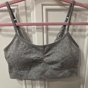 NWOT Rae Dunn Women's Gray Ribbed Bralette ~ Size Large